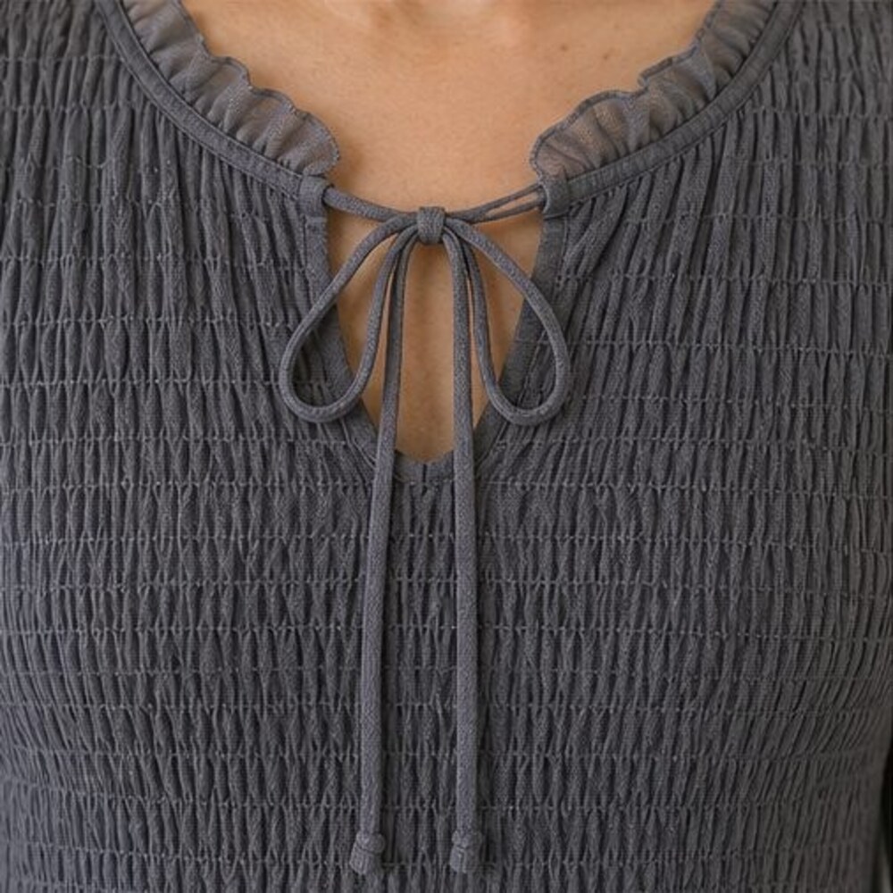 Gray Smocked Top - Picture 4 of 6